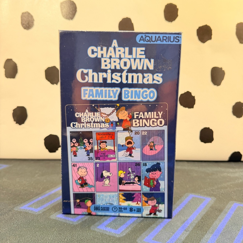 Aquarius A Charlie Brown Christmas Family Bingo Kids Blue Peanuts Holiday Game